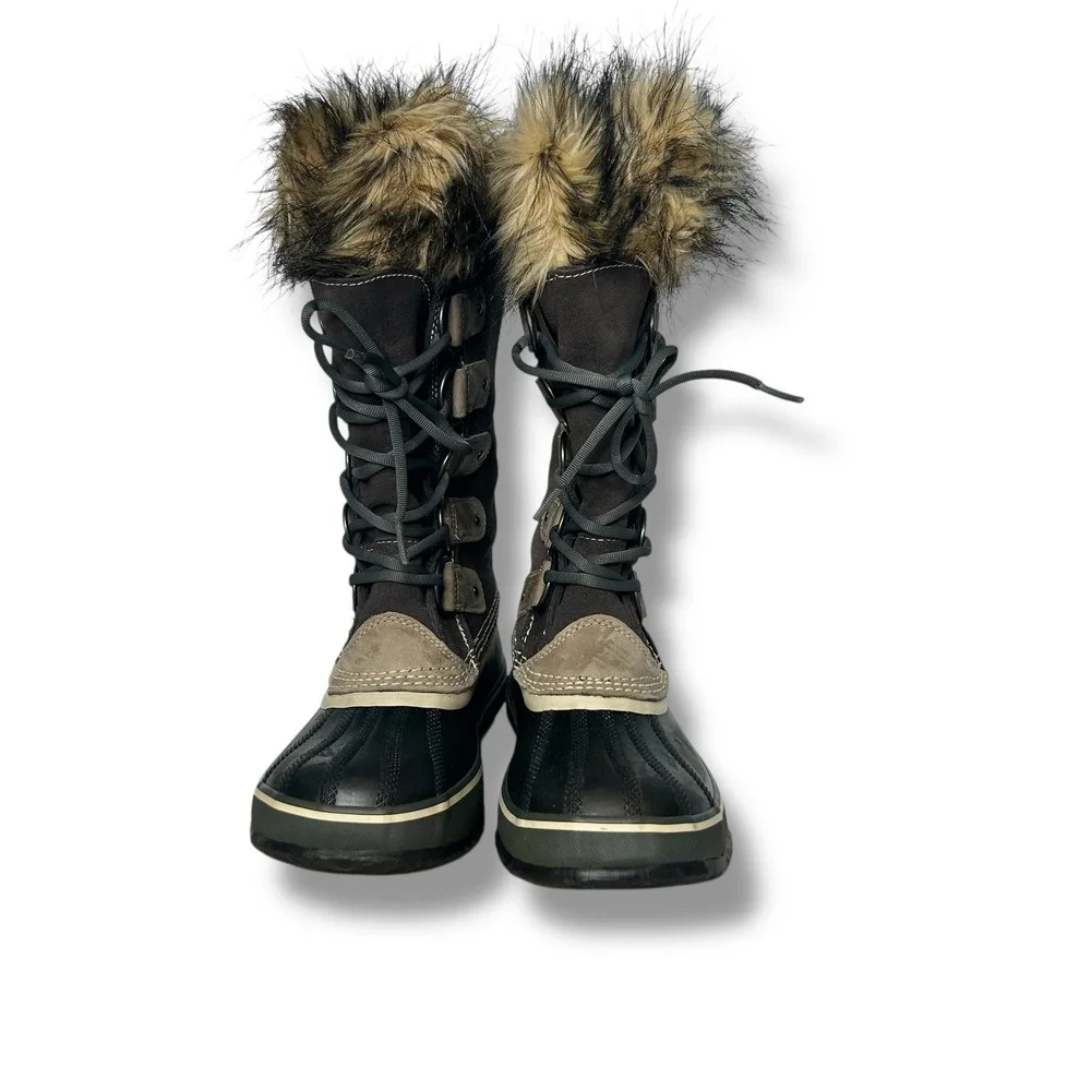 Sorel Joan of Arctic Women's Waterproof Winter Snow Boots Shale Faux Fur Size 8